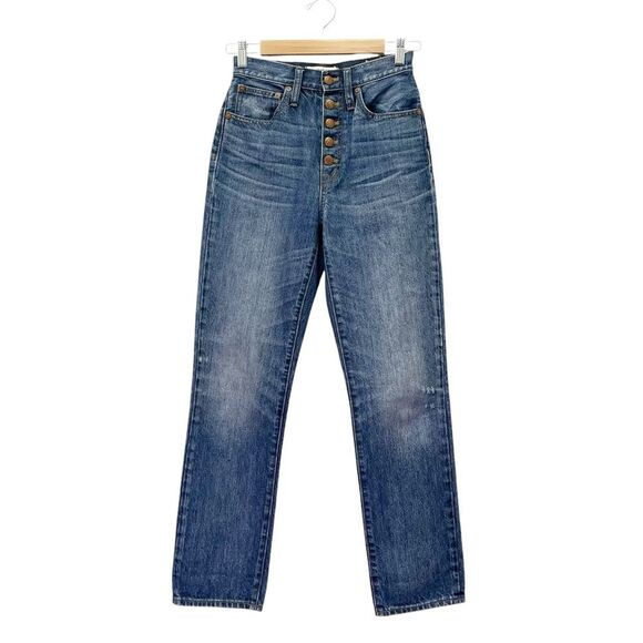 Madewell Rivet & Thread Boyjean Linwood Wash Size 25 | 0 Straight Leg High Waist - Picture 2 of 10